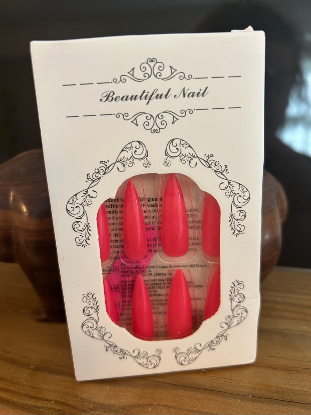 Press-On Nails — Bright Pink Stiletto Set - Picture 2 of 3